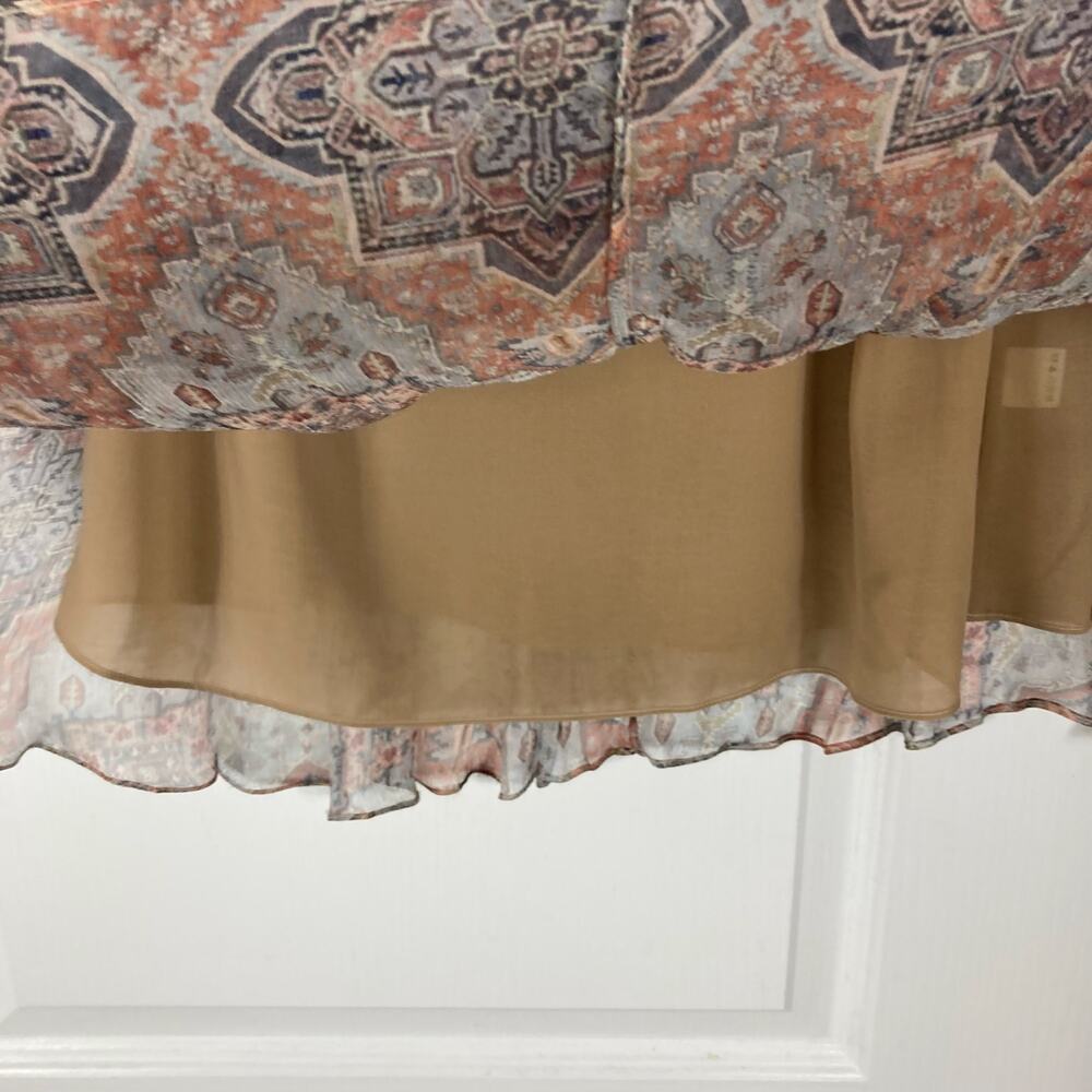 NWOT ZIMMERMANN Blouse 0/XS Silk Chiffon”Harlequin Heriz”V Balloon ColdShoulder - Picture 6 of 11